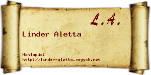 Linder Aletta névjegykártya